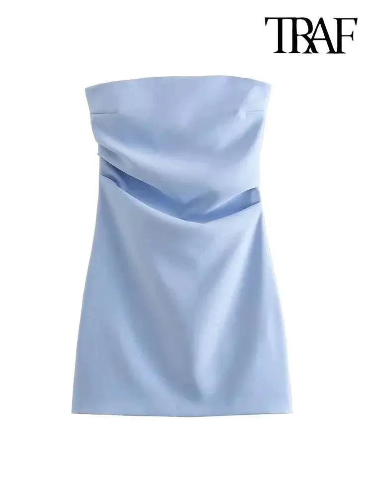 TRAF Strapless Draped Mini Dress Sophisticated Elegance