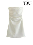 TRAF-Strapless Draped Mini Dress Sophisticated Elegance