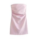 TRAF-Strapless Draped Mini Dress Sophisticated Elegance
