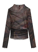 Translucent Sleeve T-shirt Stylish Street Dress for Women