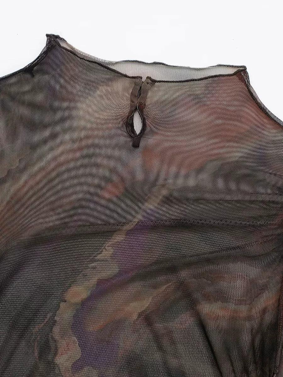 Translucent Sleeve T Shirt Dress For Women Streetwear