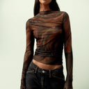 Translucent Sleeve T-shirt Stylish Street Dress for Women