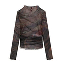 Translucent Sleeve T-shirt Stylish Street Dress for Women