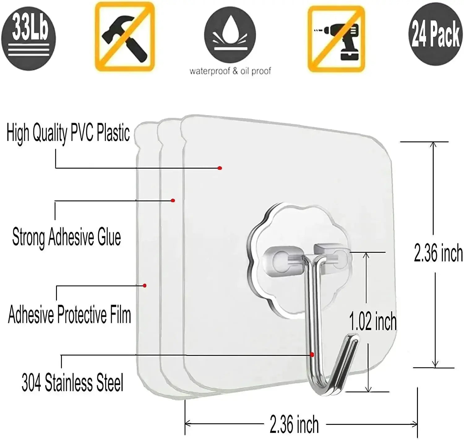Transparent Hook Stainless Steel Self Adhesive Key Hangers