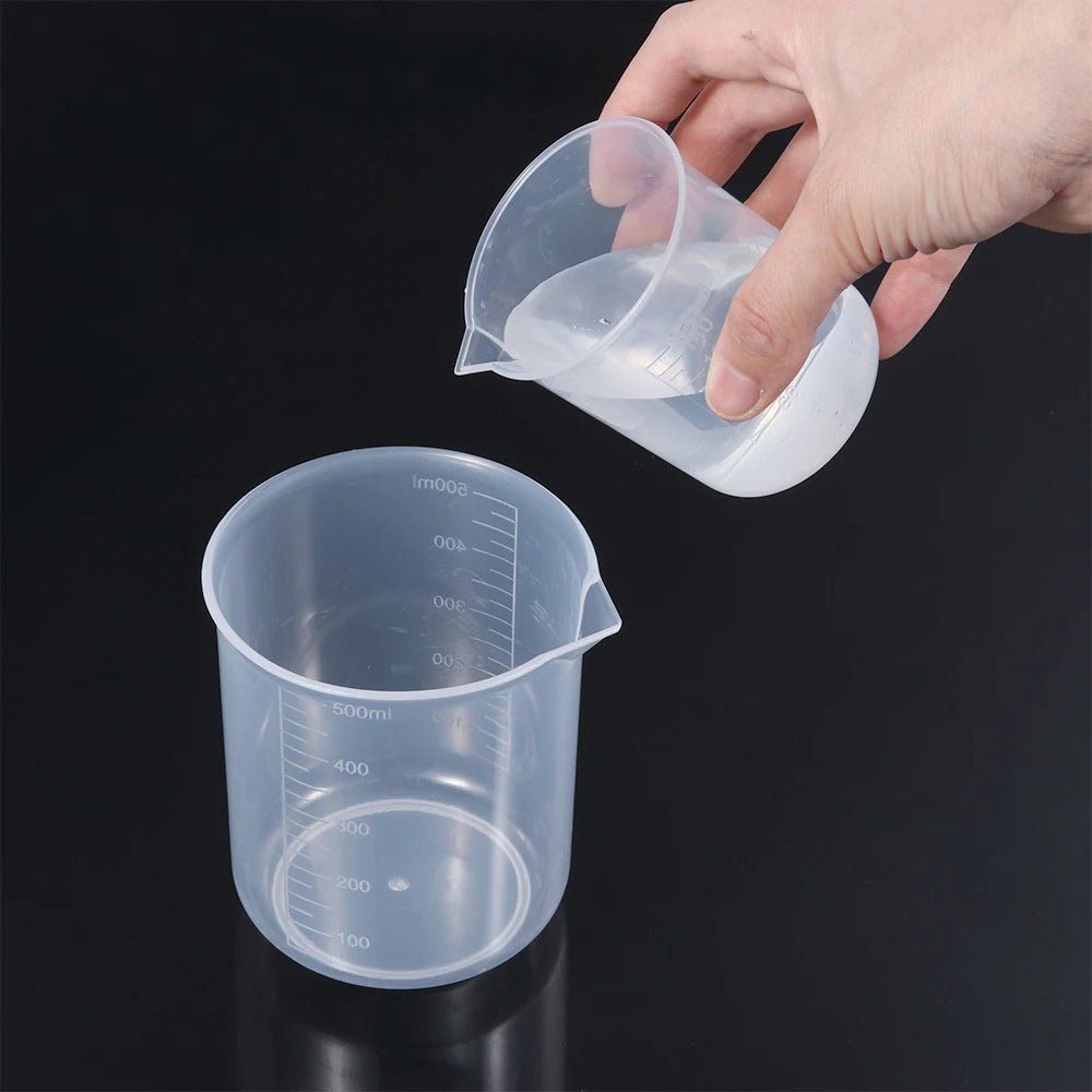 Transparent Plastic Measuring Cup Beaker Set Four Piece For Kitchen And Lab Kits