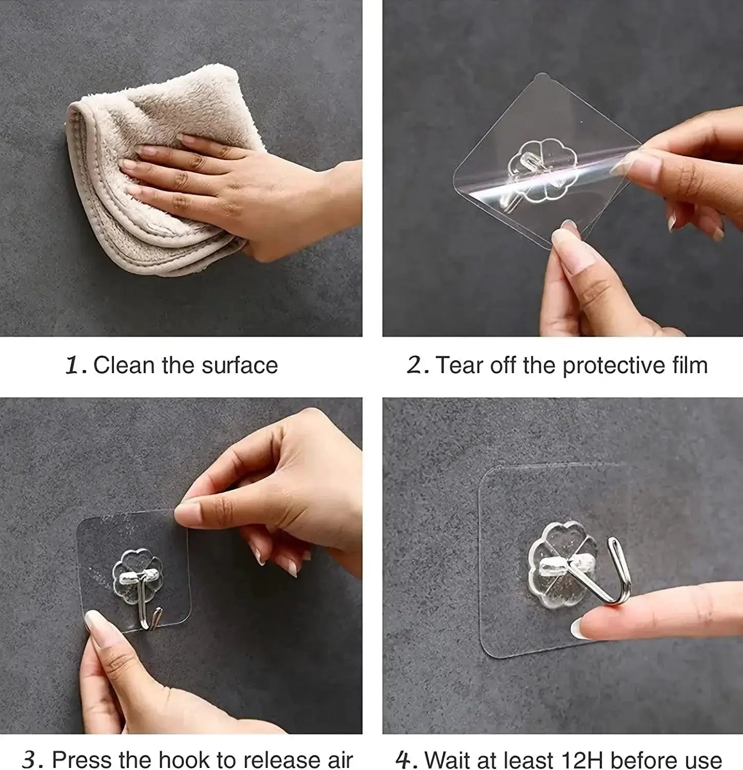 Transparent Stainless Steel Self Adhesive Hooks for Bathroom