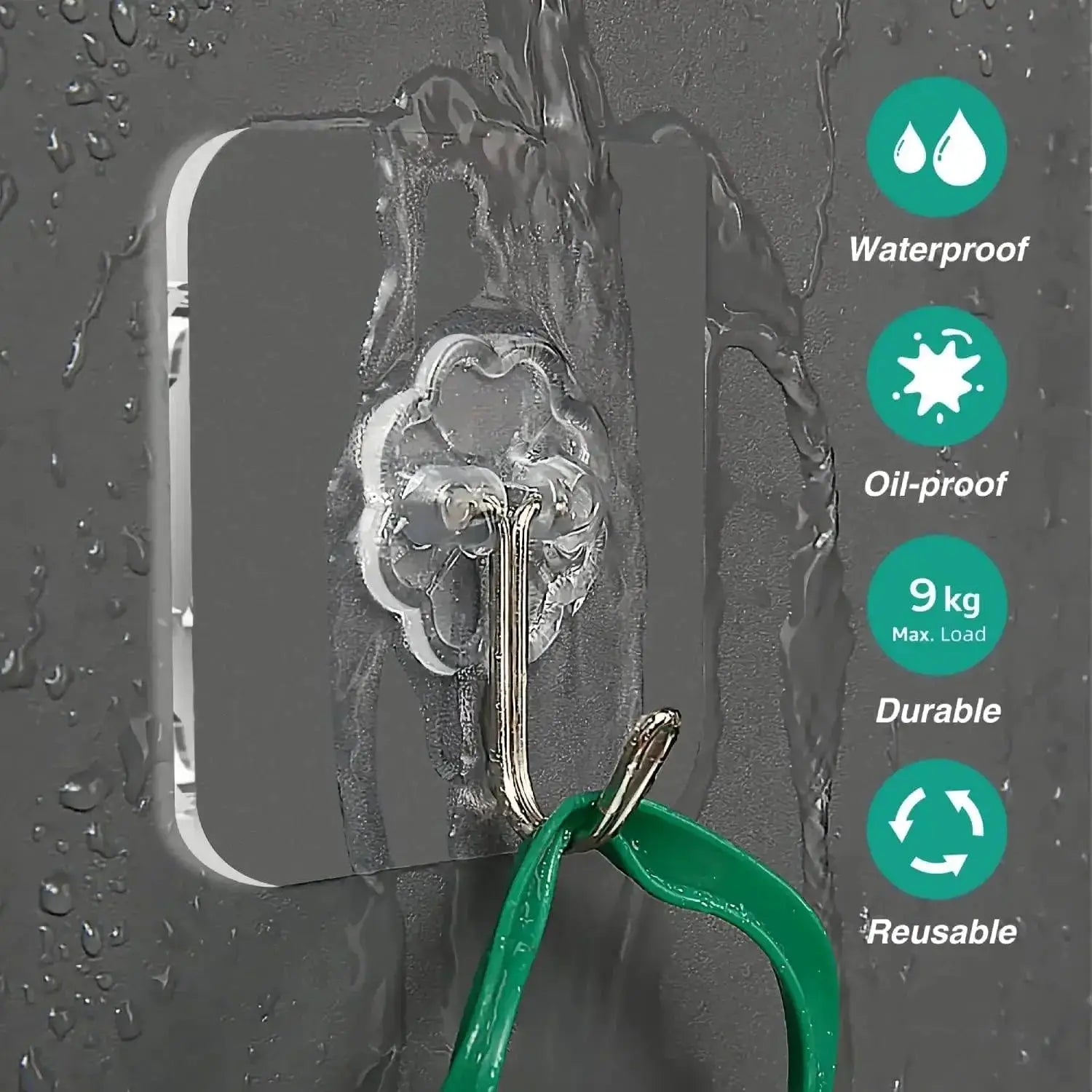 Transparent Stainless Steel Self Adhesive Hooks for Bathroom