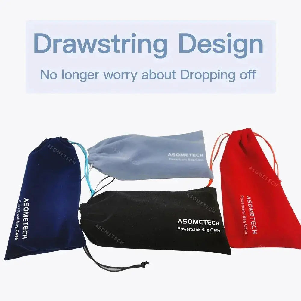 Travel Friendly Power Bank Storage Pouch Drawstring Closure