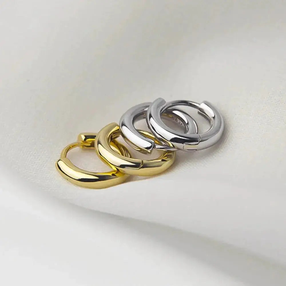 Trendy Small Hoop Clip On Earrings Gold Stainless Steel