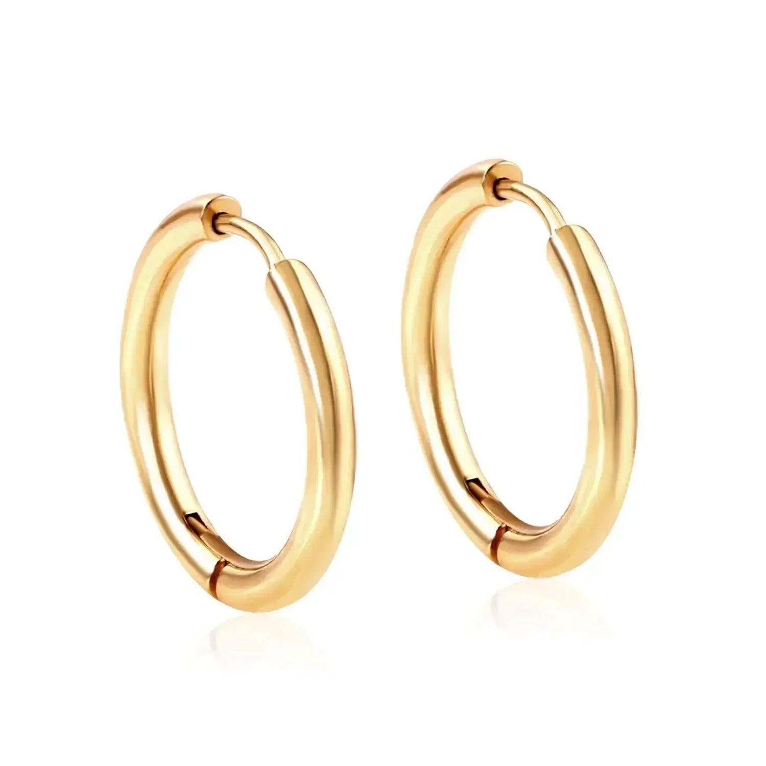 Trendy Small Hoop Clip On Earrings Gold Stainless Steel