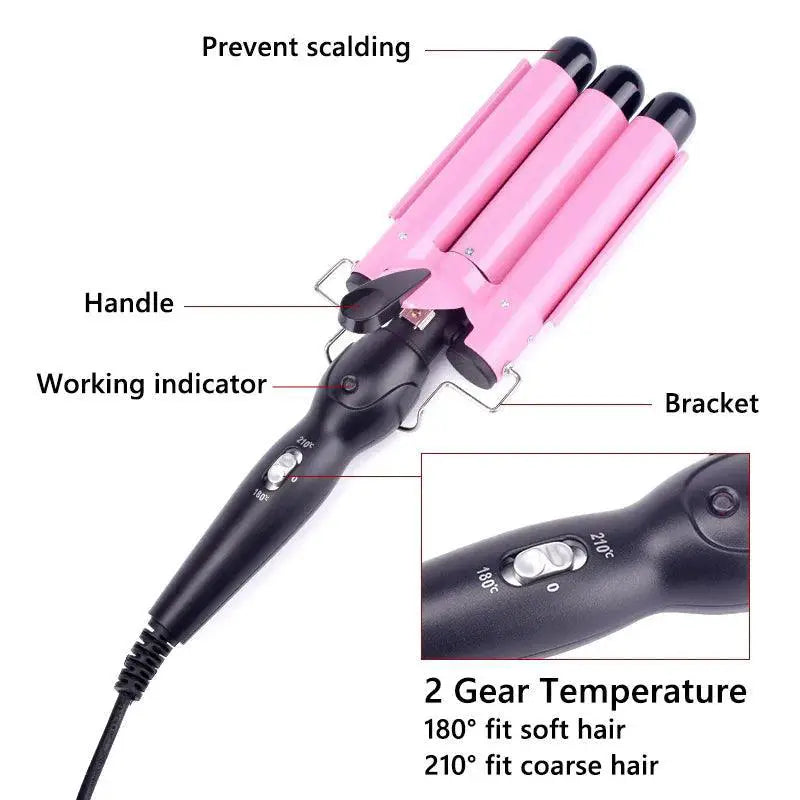 Triple Barrel S Wave Hair Curler Professional Styling Tool