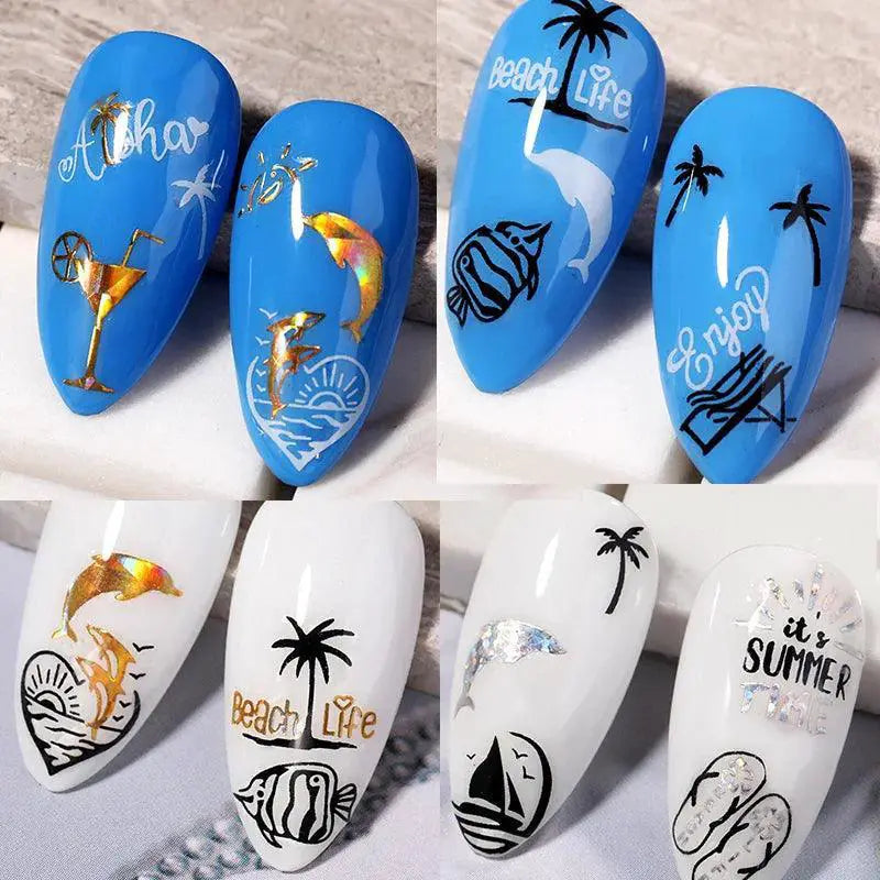 Tropical Sunset Nail Sticker Set for Exotic Beach Paradise
