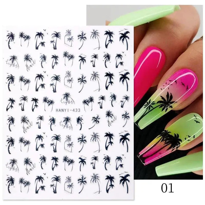 Tropical Sunset Nail Sticker Set for Exotic Beach Paradise