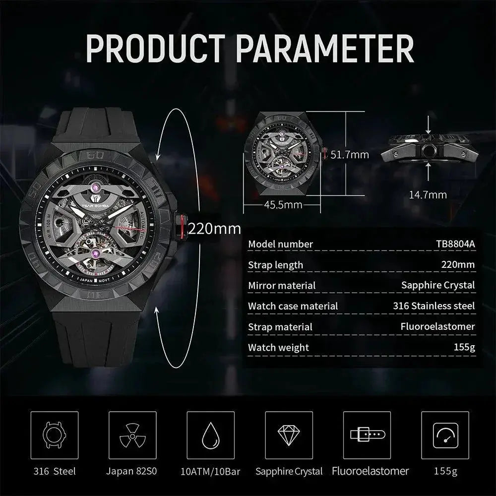 Tsar Bomba Automatic Mens Watches Luxury Mechanical 10ATM
