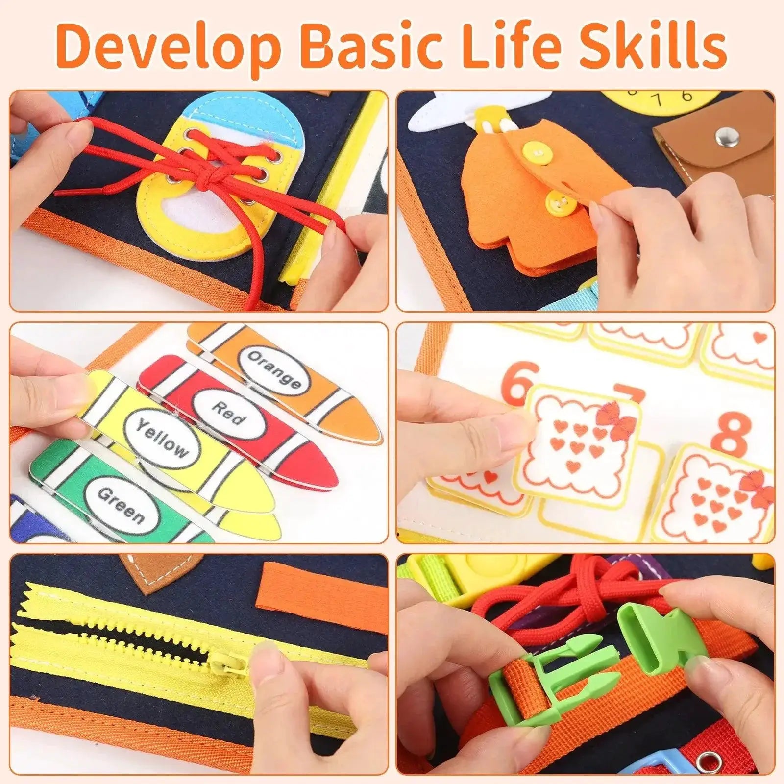 TUNJILOOL Montessori Busy Board For Toddlers Learning Toy
