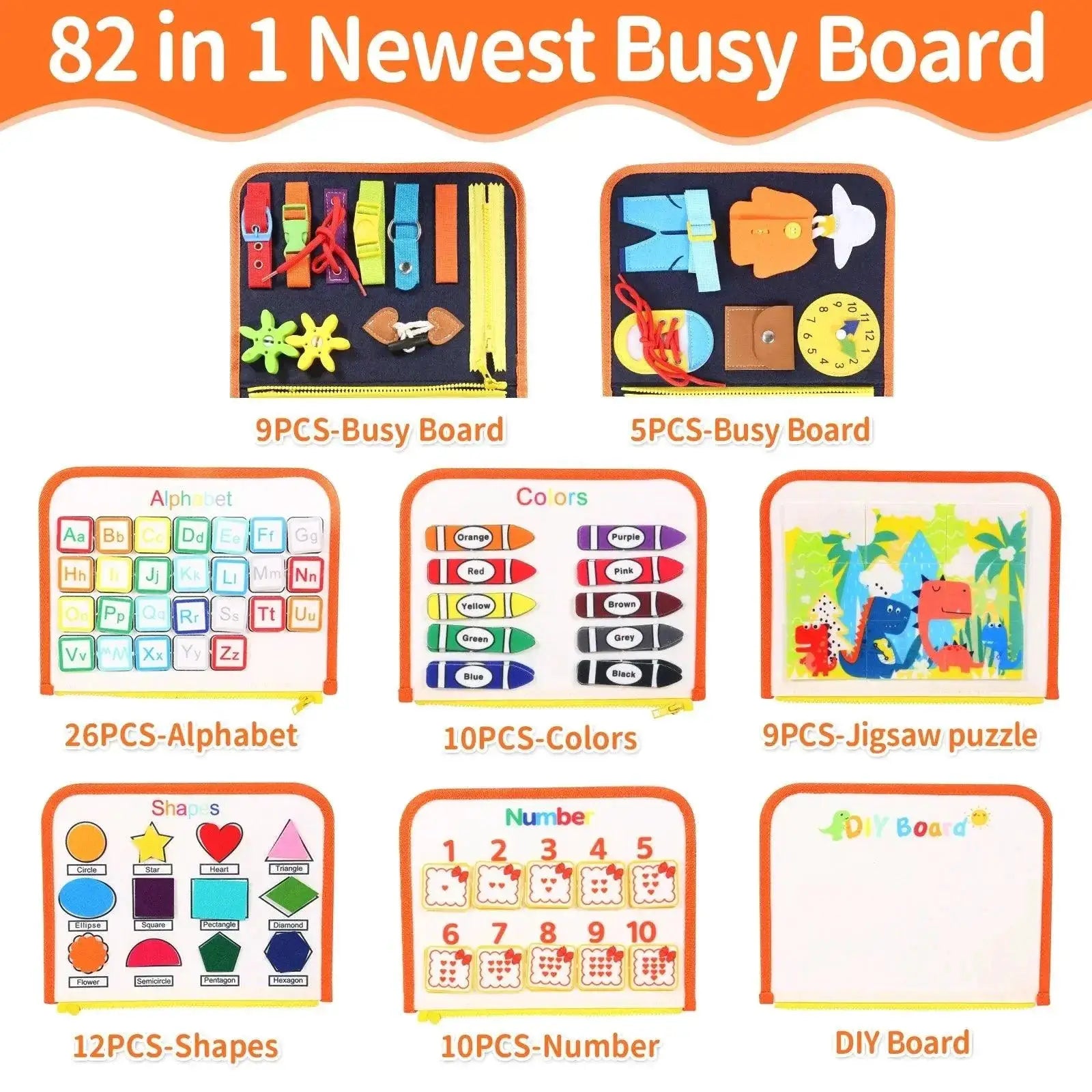 TUNJILOOL Montessori Busy Board For Toddlers Learning Toy