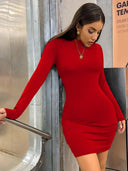 Turtleneck Bodycon Dress Elegant Clubwear in Solid Colors