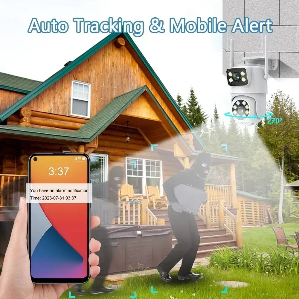 Tuya 4K 8MP Dual Lens PTZ WiFi Camera AI Auto Tracking Dual Screen Outdoor IP66X