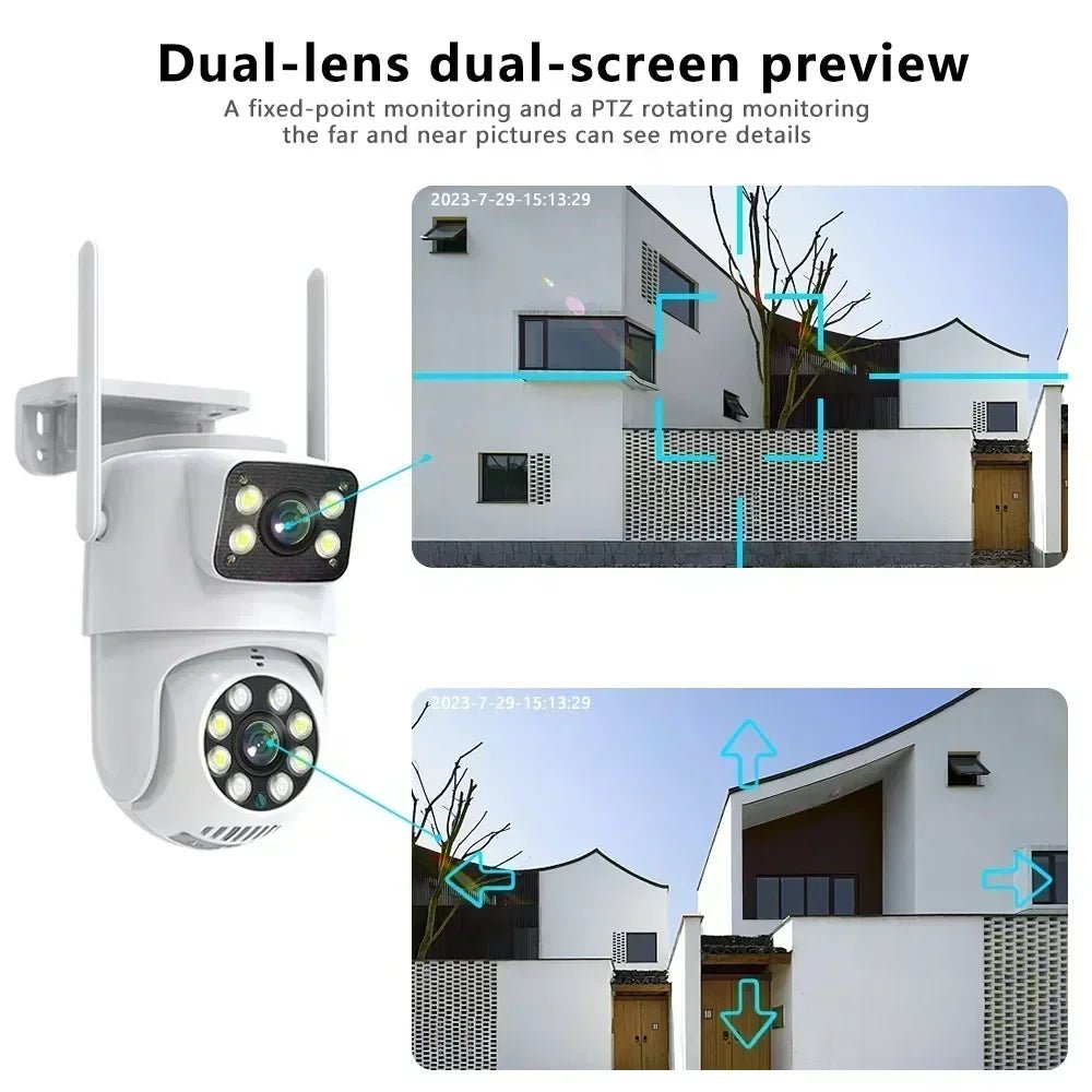 Tuya 4K 8MP Dual Lens PTZ WiFi Camera AI Auto Tracking Dual Screen Outdoor IP66X