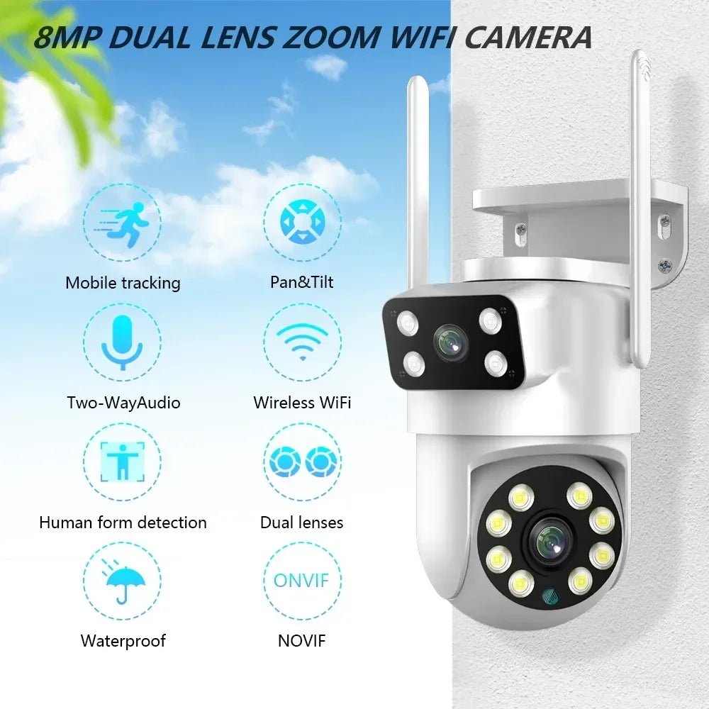 Tuya 4K 8MP Dual Lens PTZ WiFi Camera AI Auto Tracking