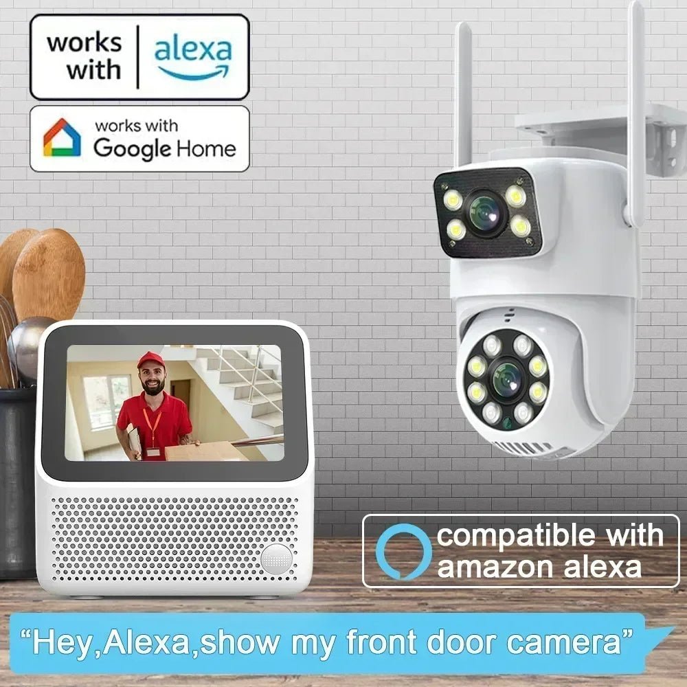 Tuya 4K 8MP Dual Lens PTZ WiFi Camera AI Auto Tracking Dual Screen Outdoor IP66X