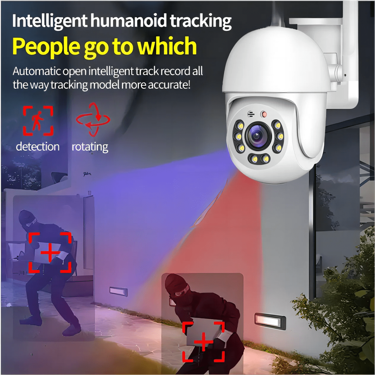 Tuya 4MP PTZ WIFI Outdoor Security Cameras - IP66 Weatherproof With AI Tracking