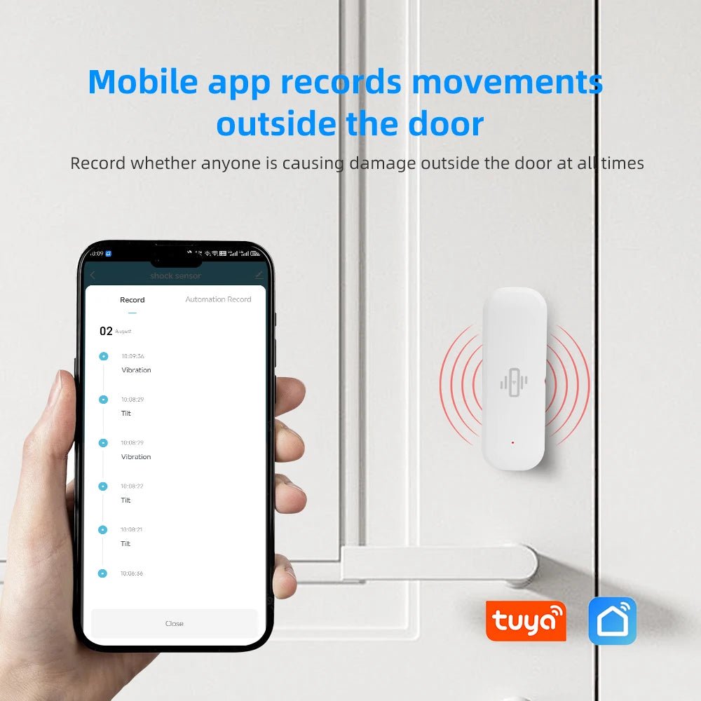Tuya Smart Vibration Sensor WiFi4 Real Tempo Movement AlertsX And AI Automation