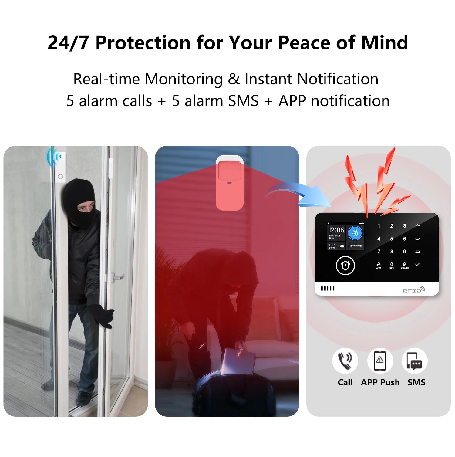 Tuya Smart WiFi GSM Home Security Alarm System - Touch Keyboard RFID APP Control