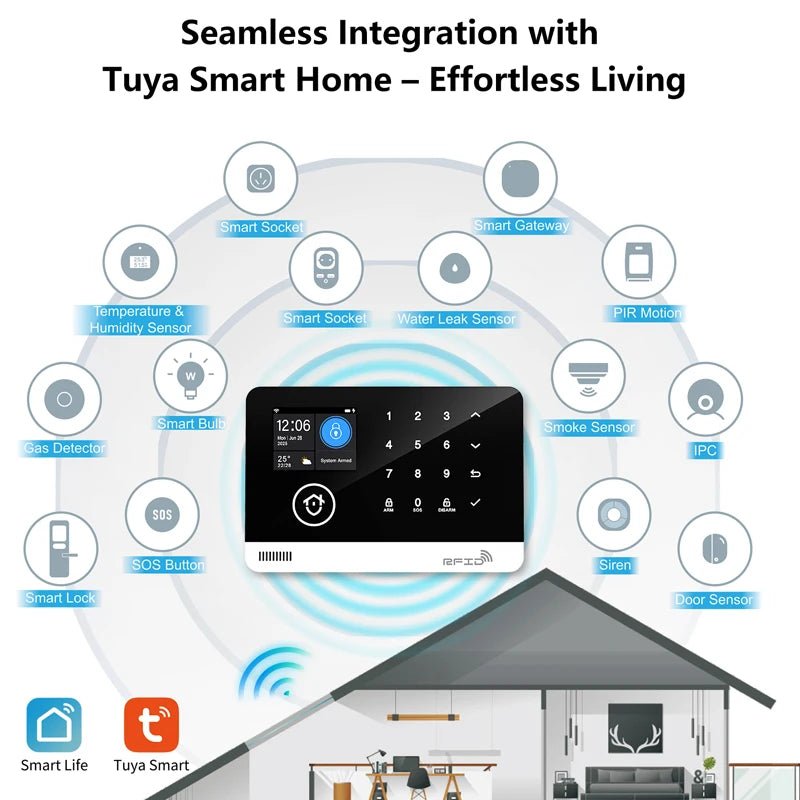 Tuya Smart WiFi GSM Home Security Alarm System - Touch Keyboard RFID APP Control