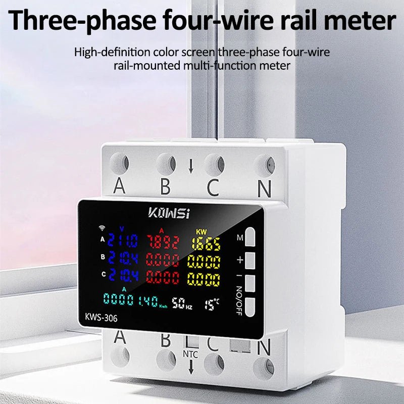 TUYA WiFi Power Energy Meter - 3 - Phase 4 - Wire DIN Rail AC Monitor 85 - 290V Global