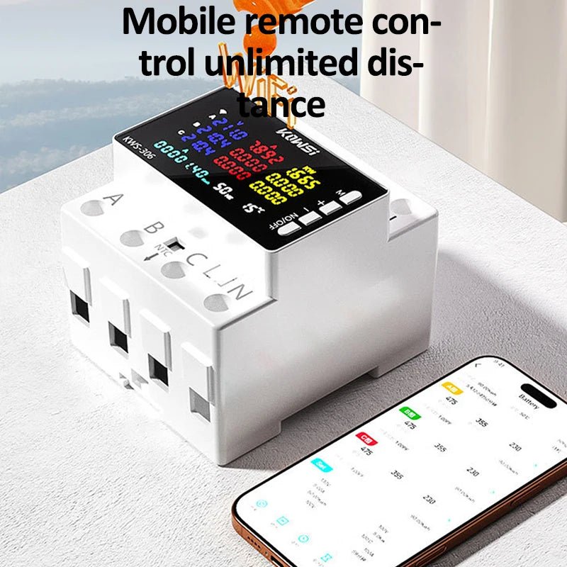 TUYA WiFi Power Energy Meter - 3 - Phase 4 - Wire DIN Rail AC Monitor 85 - 290V Global