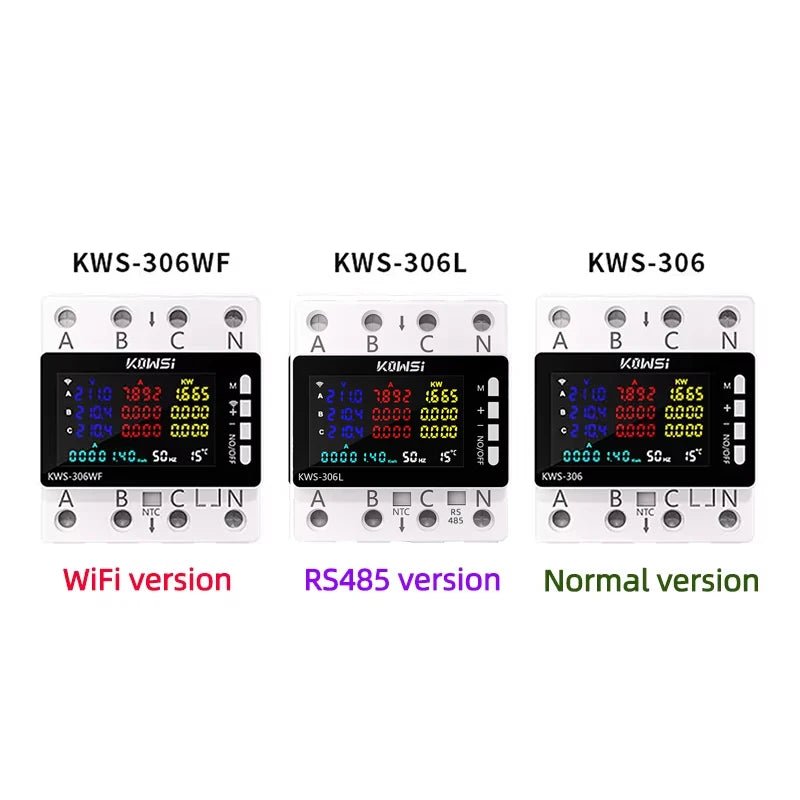 TUYA WiFi Power Energy Meter - 3 - Phase 4 - Wire DIN Rail AC Monitor 85 - 290V Global