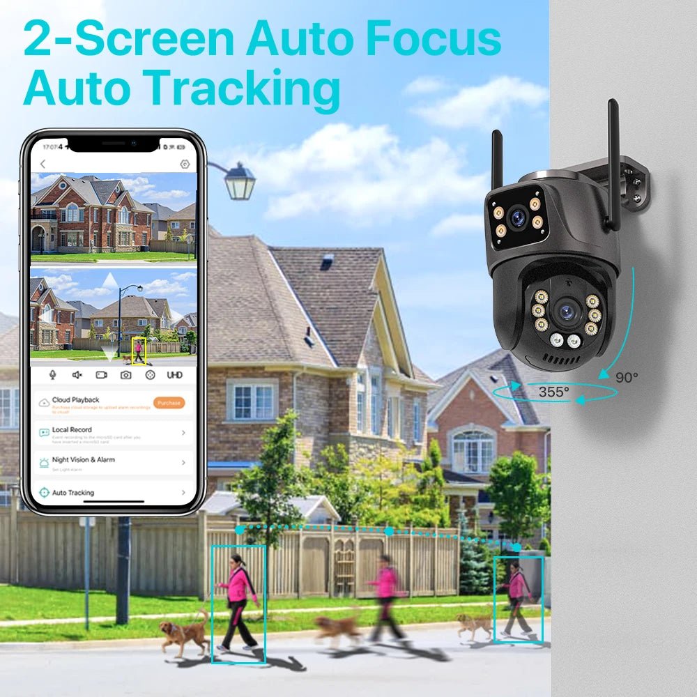 UDECER 4K 8MP Outdoor WiFi PTZ Camera With Dual Lens AI Auto Tracking - ProViewX