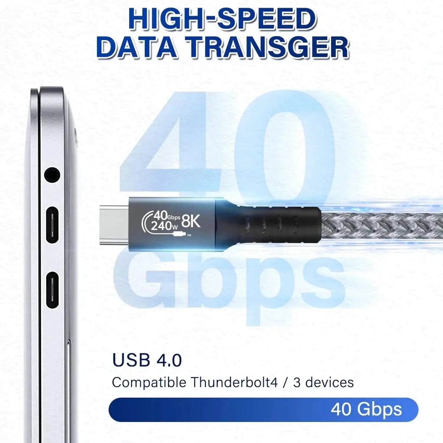 Ugourd USB4 Thunderbolt Fast Charging Cable 8K Video