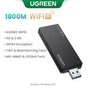 UGREEN WiFi Adapter AX900 AX1800 AC1300 Dual-Band USB-A Dongle - WiFi 6/5 Speeds