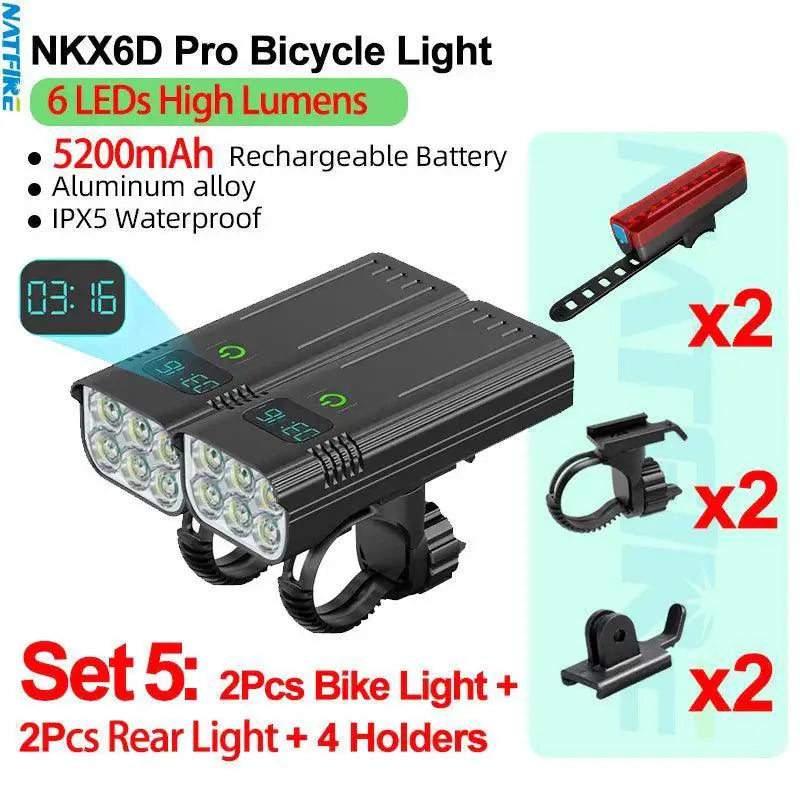 Ultimate 8 - 6 LED Bicycle Lighting System USB Rechargeable