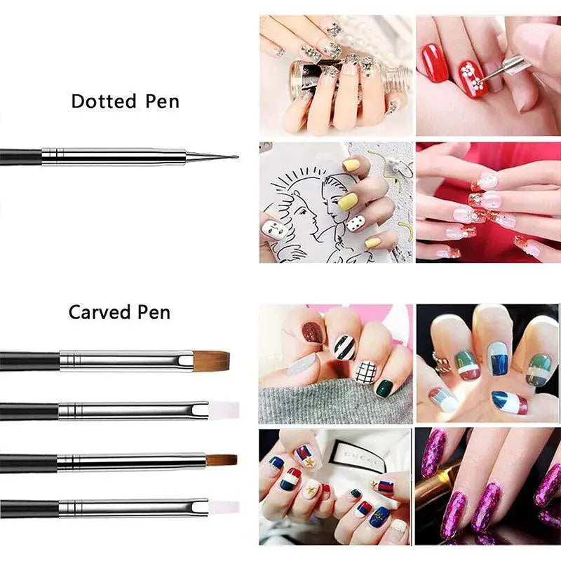 Nail Art Brush Set For Creative Designs Kit Pro Edition