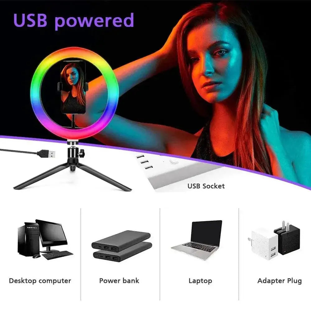 Portable RGB Ring Light Kit for Smartphone Photography