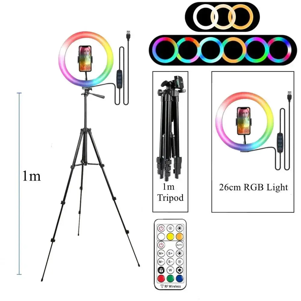 Portable RGB Ring Light Kit for Smartphone Photography