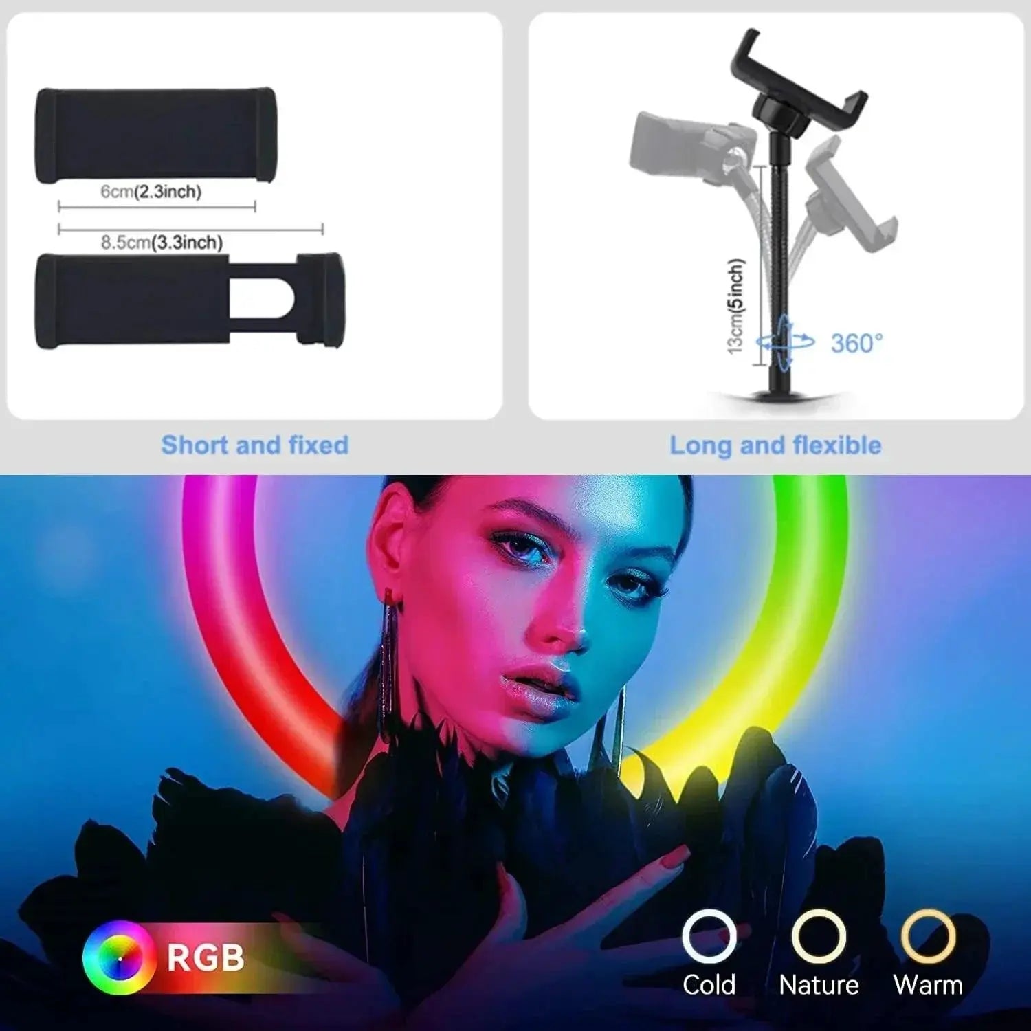 Portable RGB Ring Light Kit for Smartphone Photography