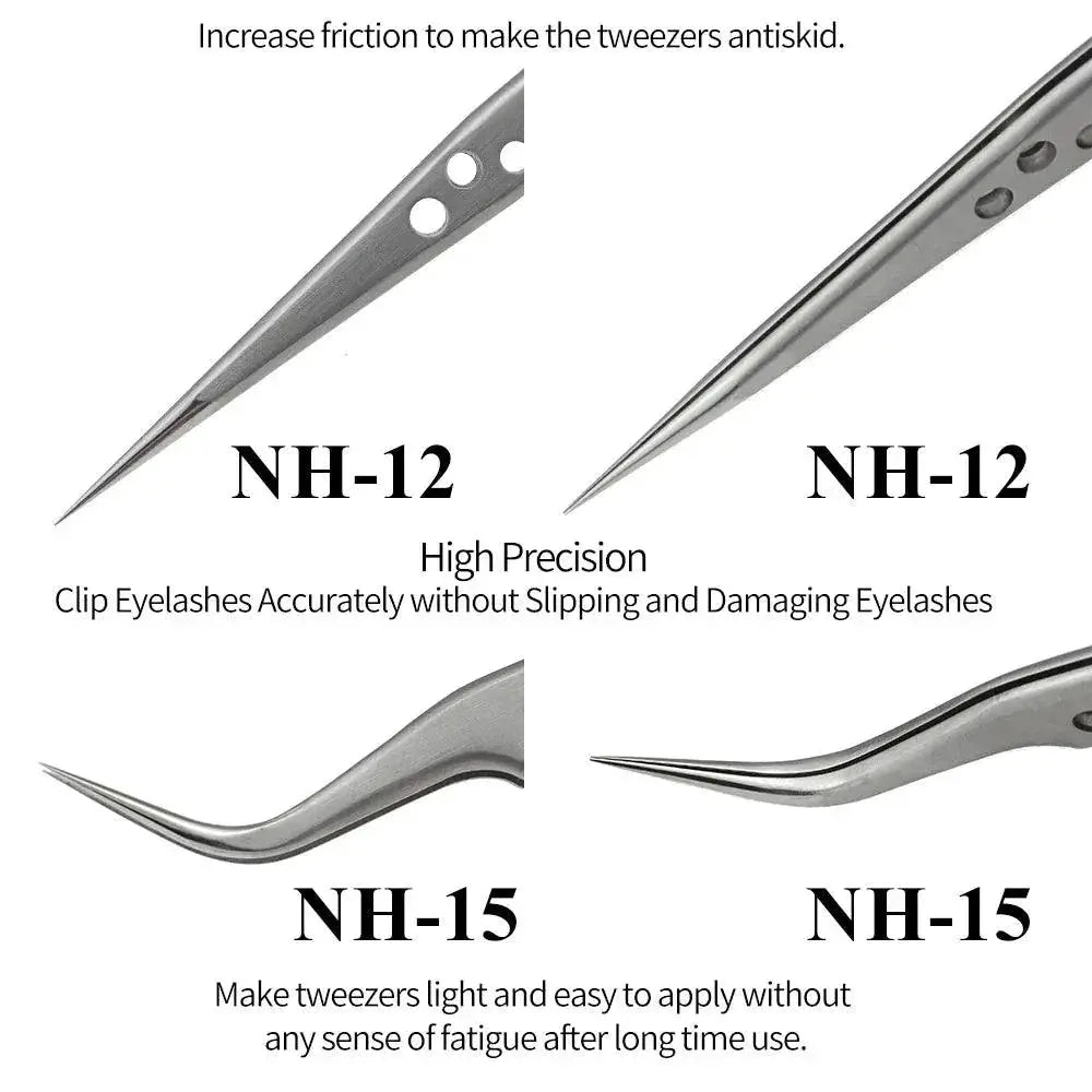 Ultimate Precision Stainless Steel Eyelash Tweezers Set