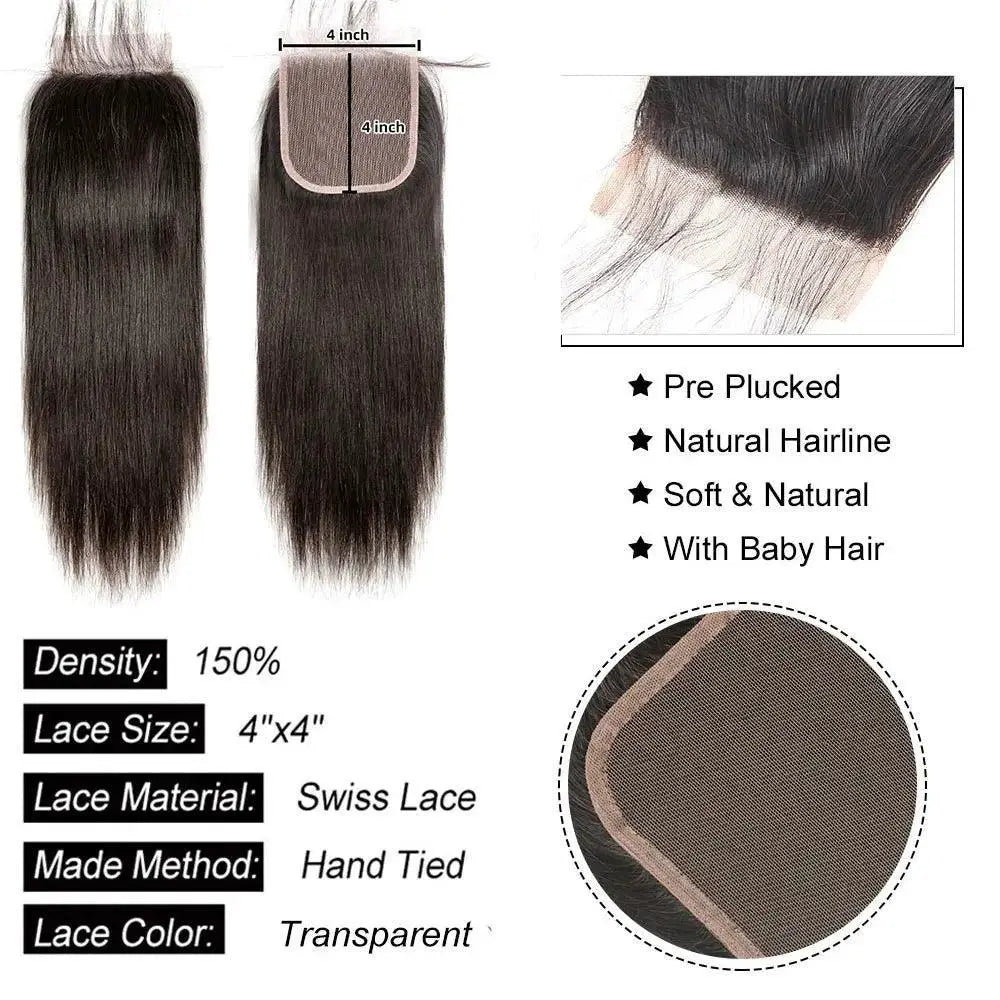 Ultimate Straight Lace Closure Hair Extensions Burmese Remy