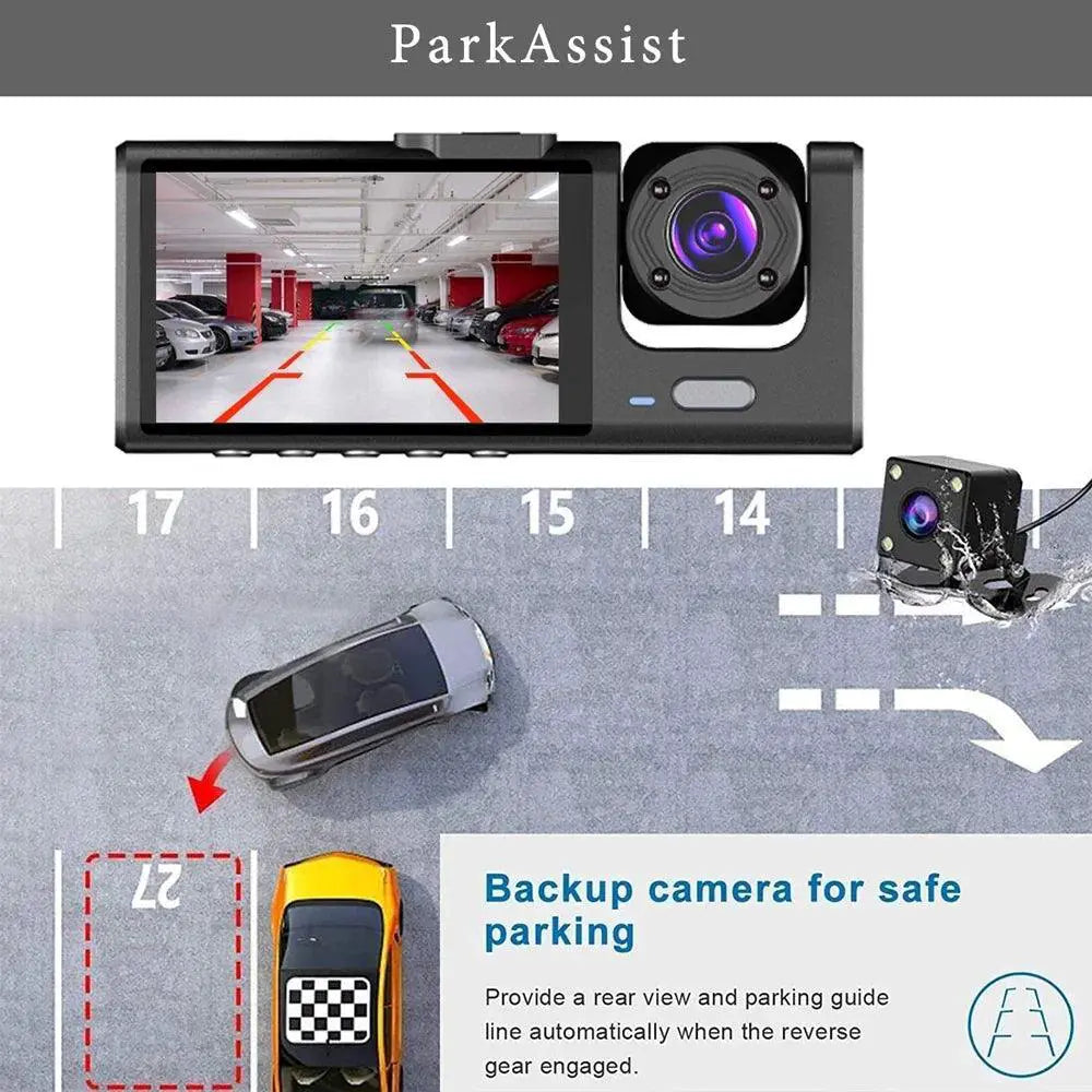 Three Way Vehicle Dash Cam HD Inside Kit Front Rear