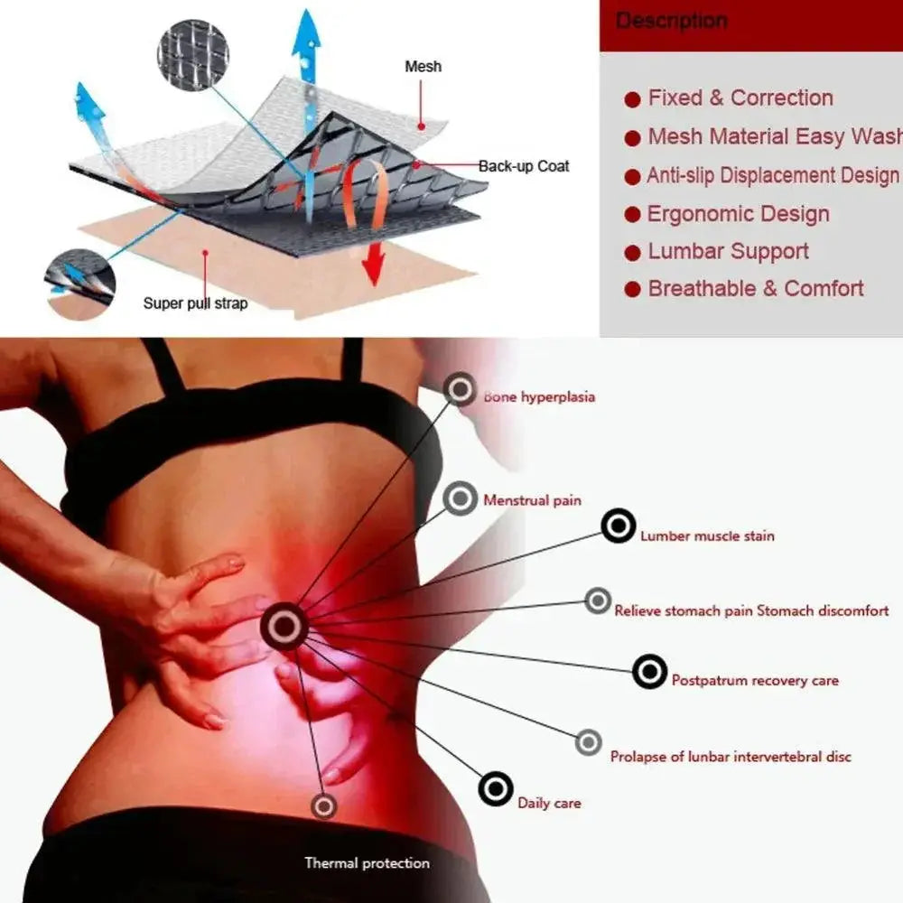 Tourmaline Magnetic Waist Belt Pain Relief With Heat Therapy