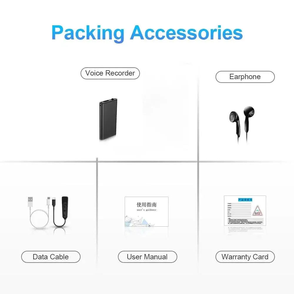 Ultra Thin Mini Voice Recorder Dictaphone Noise Reduction