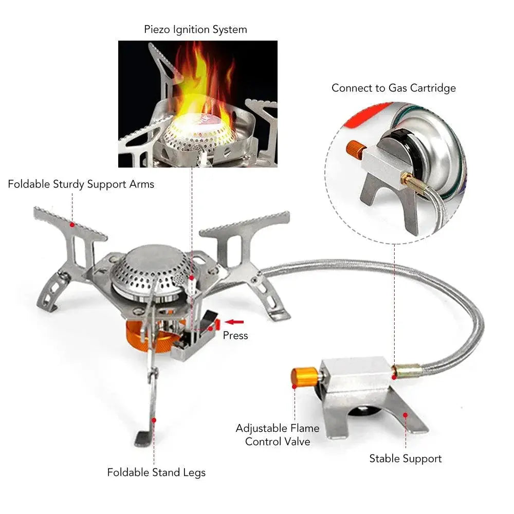 Ultralight 3500W Camping Gas Stove Burner With Windshield