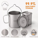 Ultralight Titanium Camping Cookware Set for Backpacking