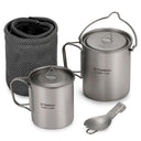 Ultralight Titanium Camping Cookware Set for Backpacking