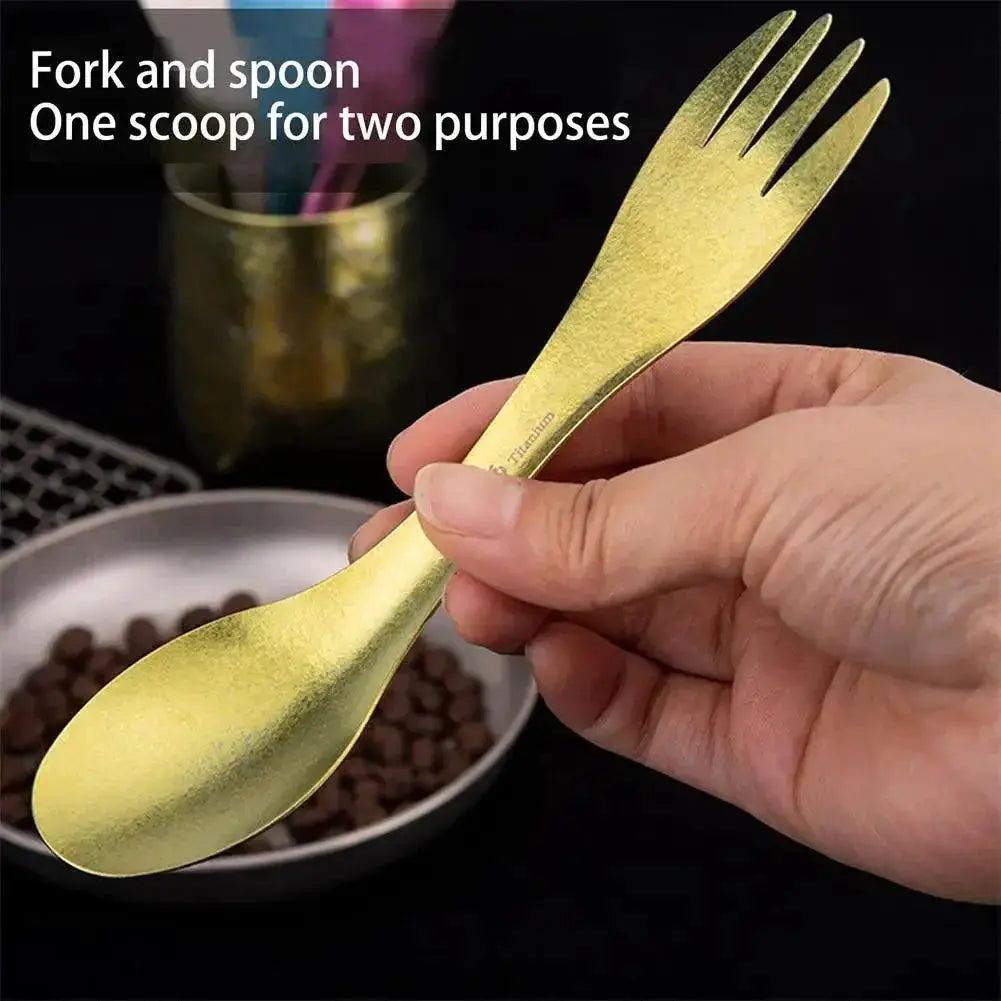 Ultralight Titanium Spork 2 In 1 Spoon And Fork Travel
