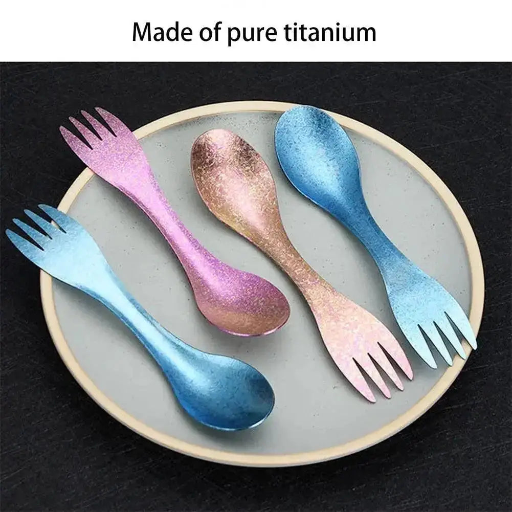 Ultralight Titanium Spork 2 In 1 Spoon And Fork Travel
